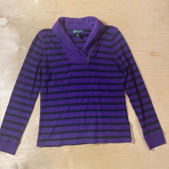 Ralph Lauren Purple Striped Long Sleeve Top Large (QT) - Picture 3 of 8